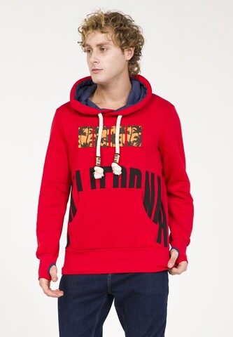 Sweat-shirt PLUS EIGHTEEN en rouge : devant