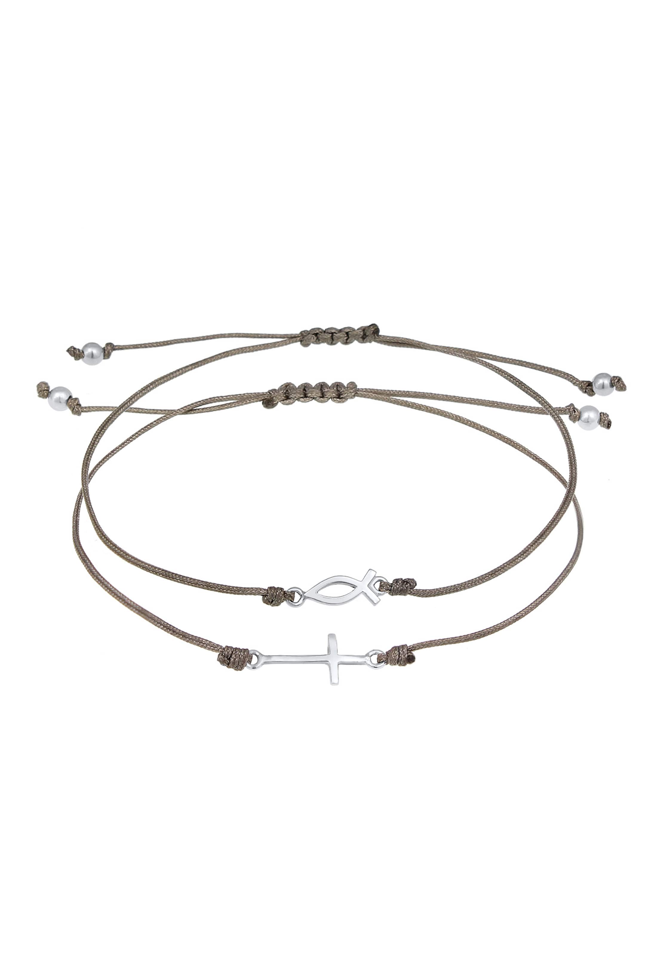 ELLI Armband Fisch, Kreuz in Silber: Vorderseite