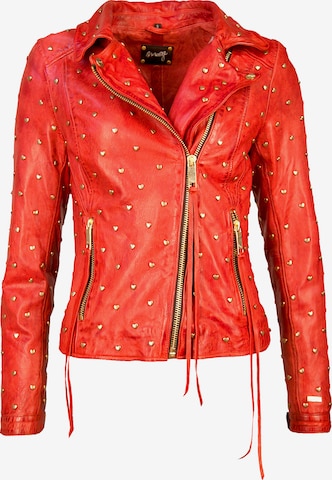 Maze Biker-Lederjacke mit asymmetrischem Reißverschluss ' Heart ' in Rot: predná strana