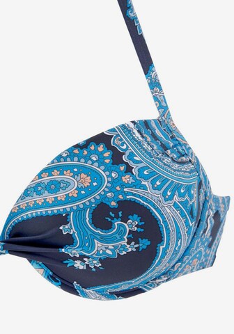 LASCANA Push-up Bikini Top 'Boho' in Blue