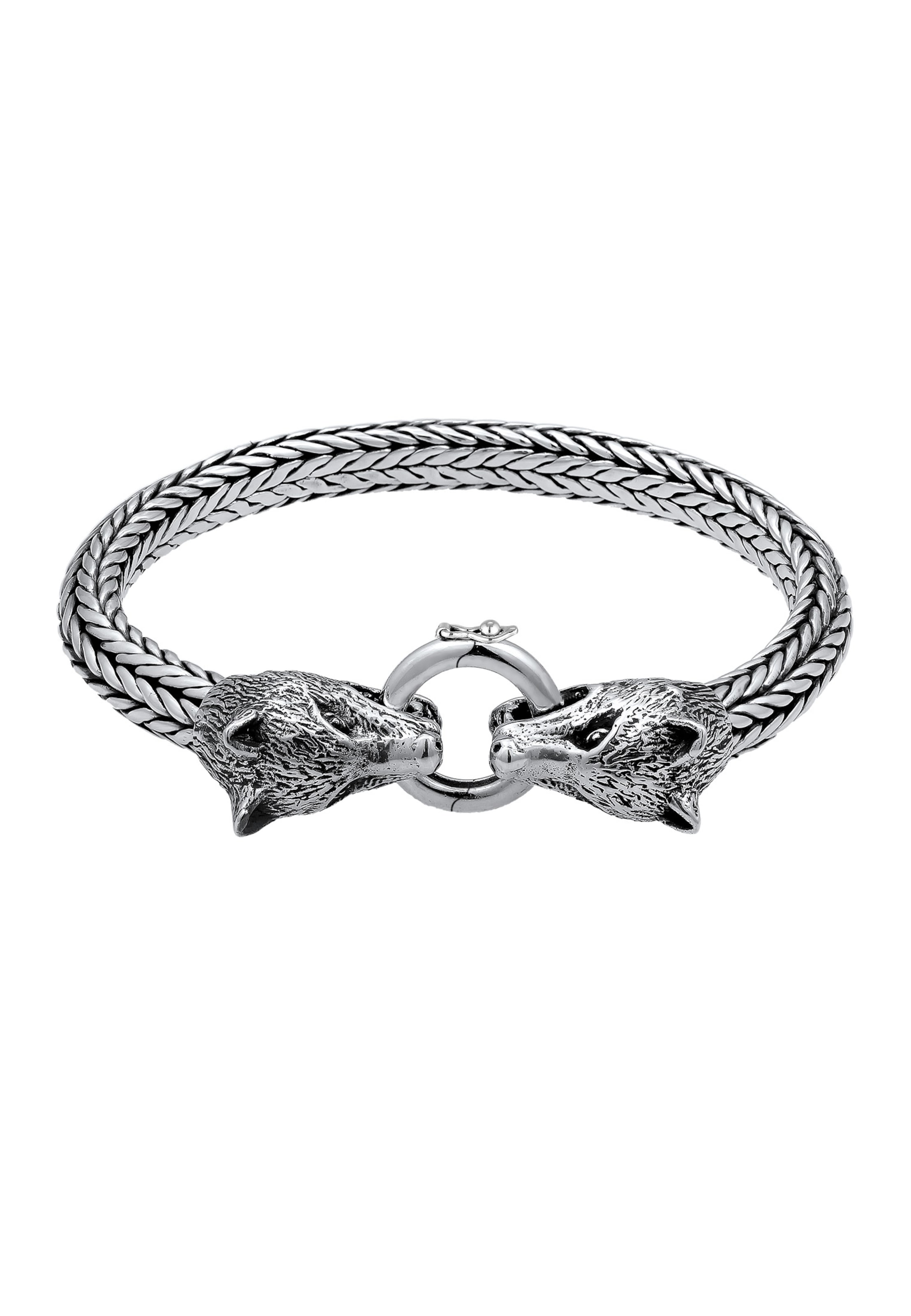 KUZZOI Armband 'Wolf' in Zilver: voorkant