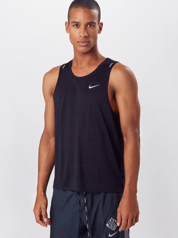 NIKE Regular fit Functioneel shirt 'Miler' in Zwart: voorkant