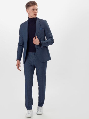 BURTON MENSWEAR LONDON Slim fit Trousers with creases 'BLUE JASPE CHECK SLIM FIT..' in Blue