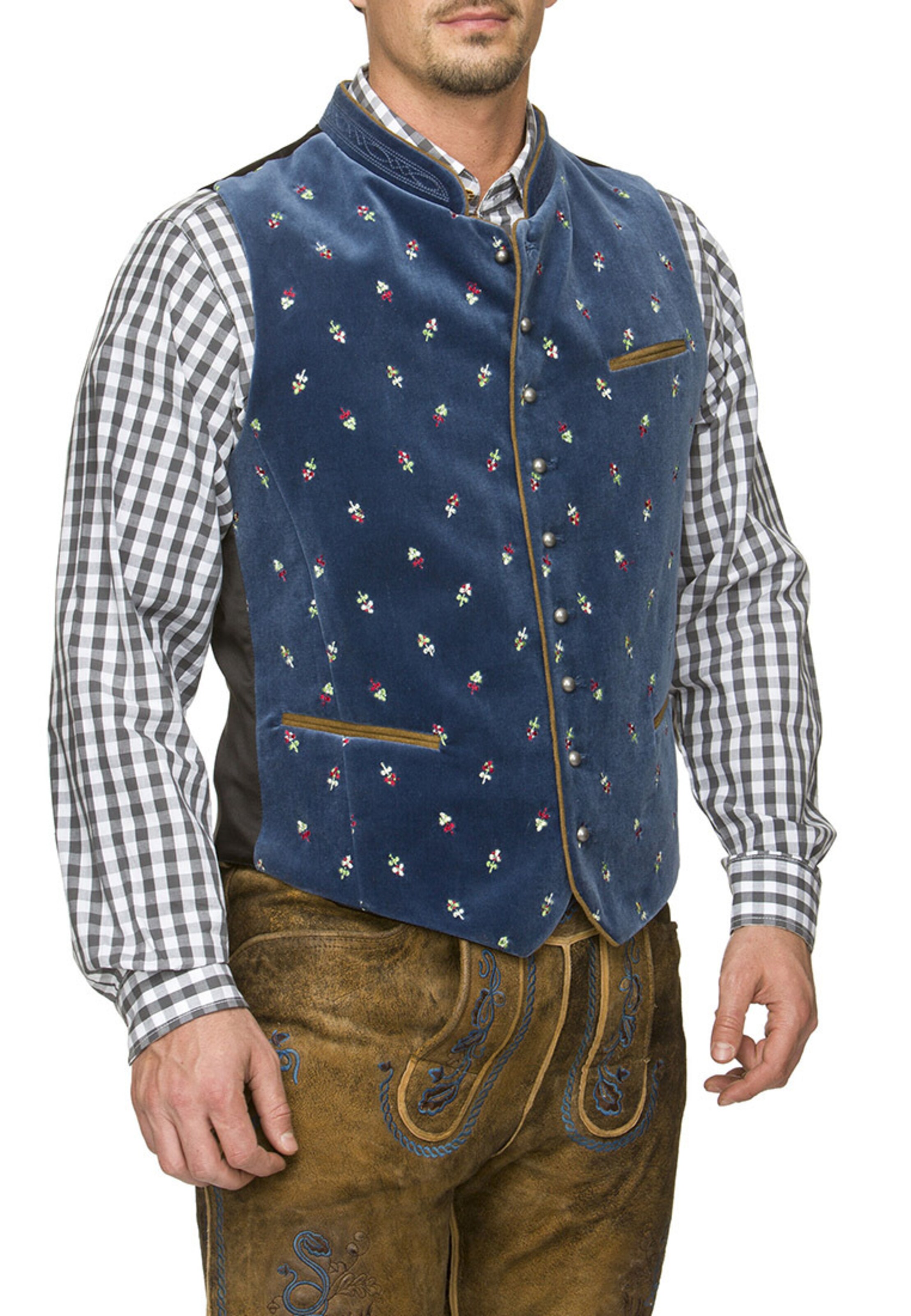 STOCKERPOINT Traditional vest in Blue: front