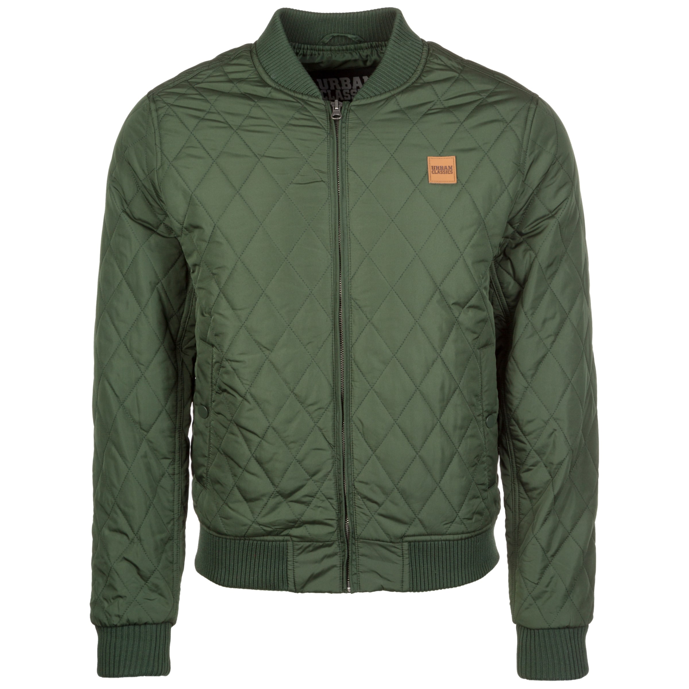 Urban Classics Tussenjas 'Diamond Quilt' in Groen: voorkant
