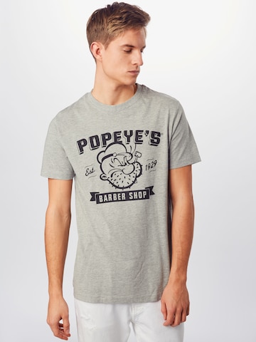 Merchcode - Camiseta 'Popeye Barber Shop' en gris: frente
