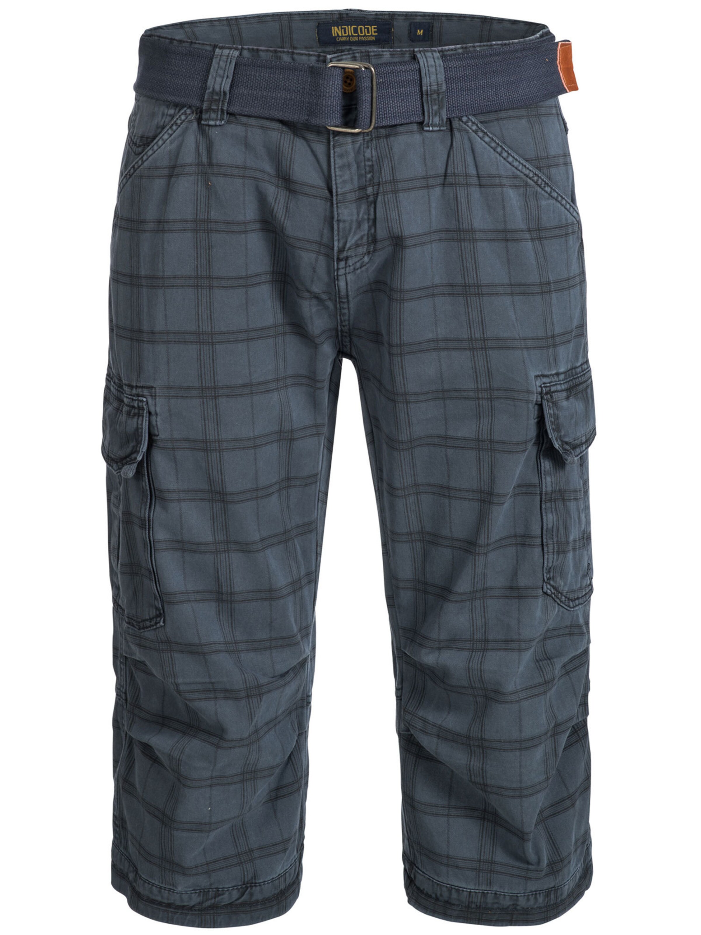 INDICODE JEANS Regular Cargo trousers '70-175 Nicolas Check' in Blue: front