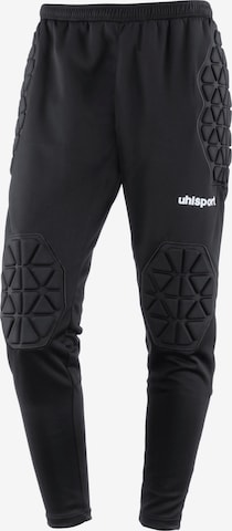 UHLSPORT Tapered Workout Pants in Black: front