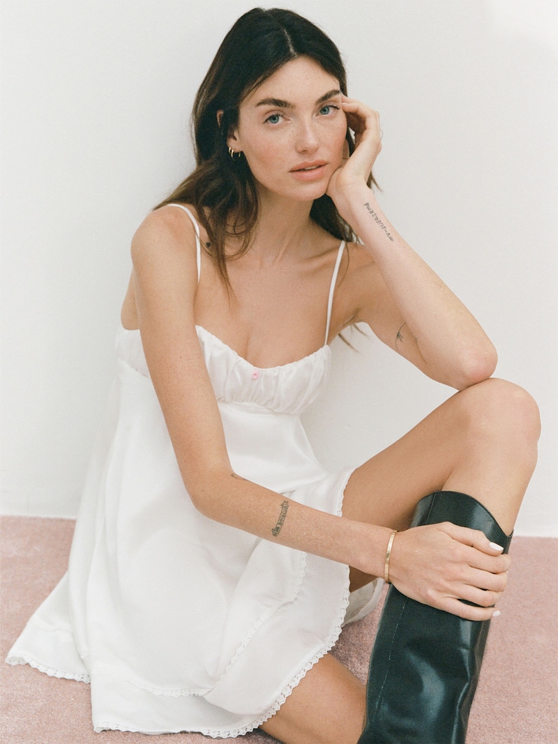 princess polly baby blue dress CELINE DRESS BLANC – The Bar main image 1
