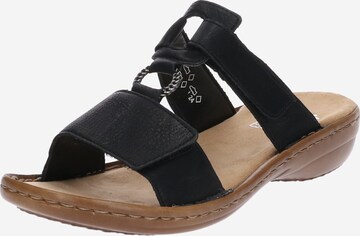 Rieker Mules 'Eagle' in Black: front