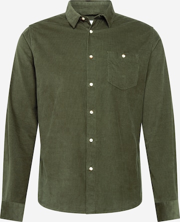 KnowledgeCotton Apparel Button Up Shirt in Green: front