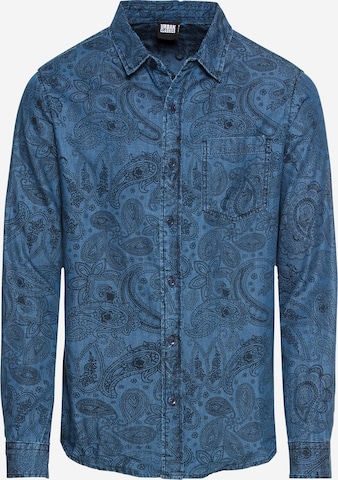 Coupe regular Chemise Urban Classics en bleu : devant