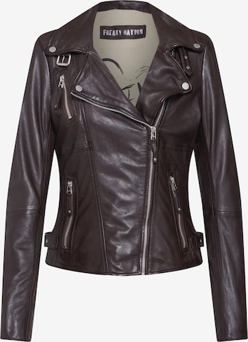 Veste mi-saison 'Bikerprincess' FREAKY NATION en marron : devant