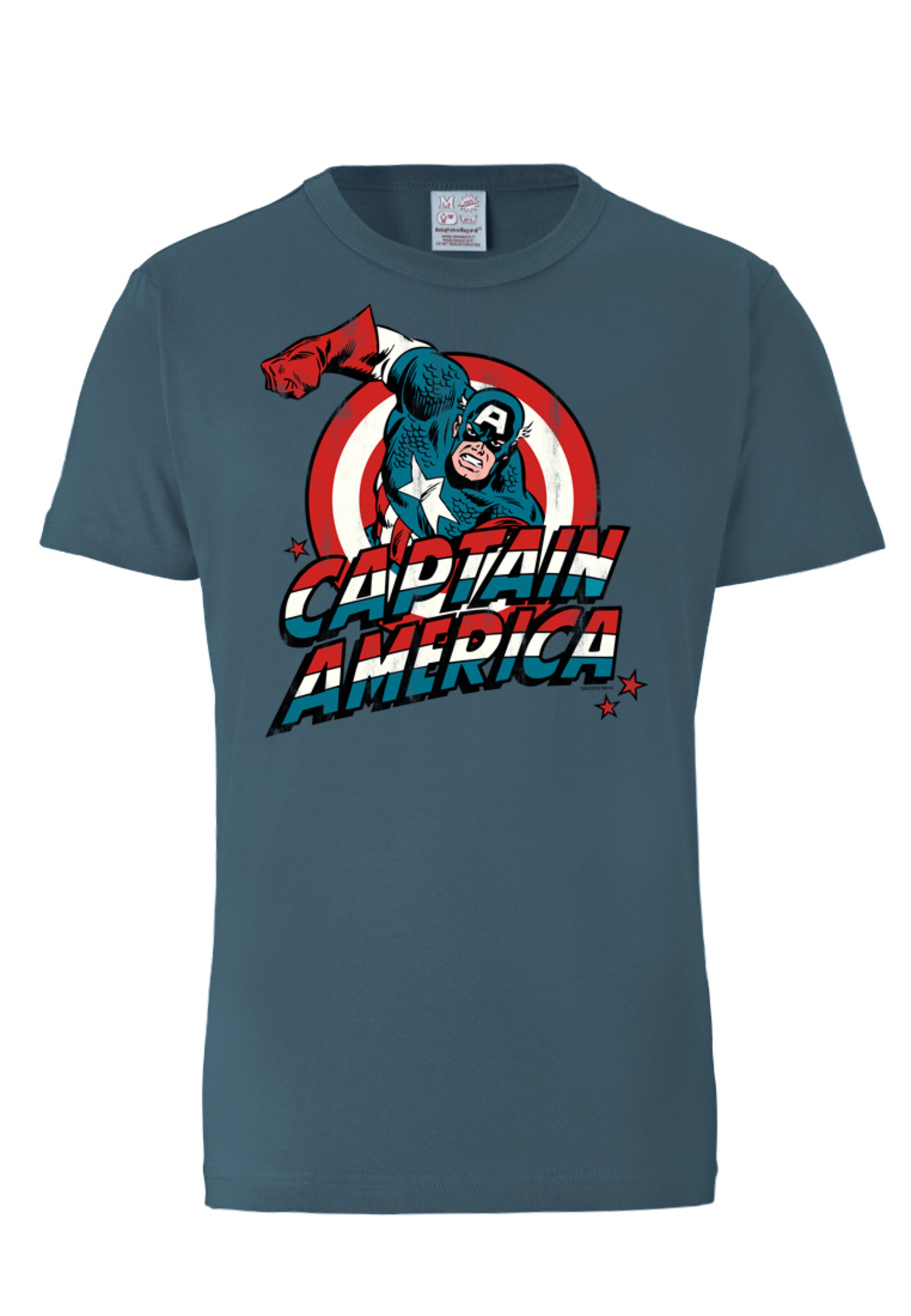LOGOSHIRT Shirt 'Captain America' in Dusty blue / Red / Black / White, Item view