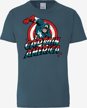 LOGOSHIRT Shirt 'Captain America' in Blue: front