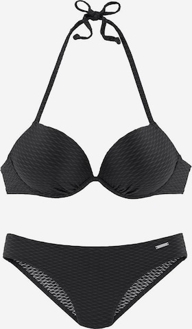 BRUNO BANANI Push-up Bikini in Black: front