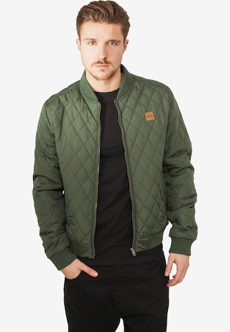 Urban Classics Between-Season Jacket 'Diamond Quilt' in Green: front