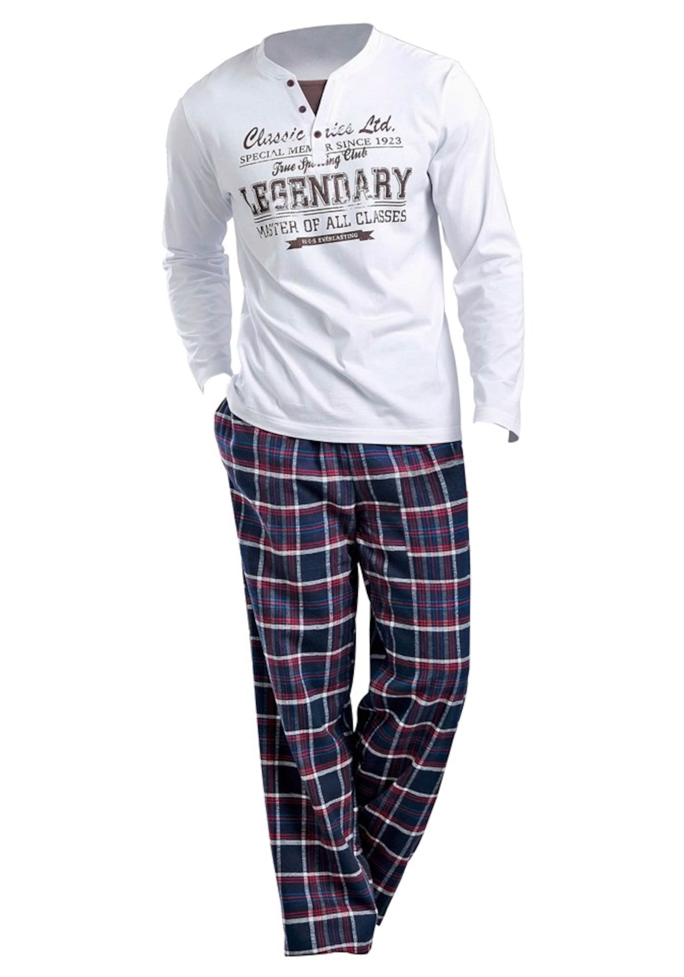 H.I.S Long Pajamas in White: front