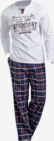 H.I.S Long Pajamas in White: front