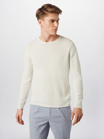 Coupe regular Pull-over 'JJELINEN' JACK & JONES en blanc : devant