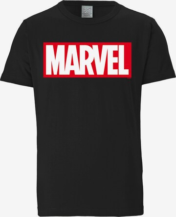 LOGOSHIRT T-Shirt 'Marvel' in Schwarz: predná strana