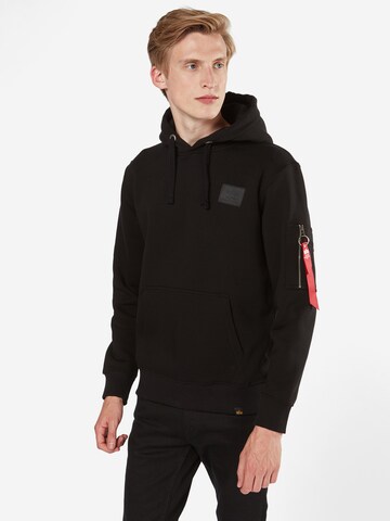 ALPHA INDUSTRIES Суичър в черно: отпред