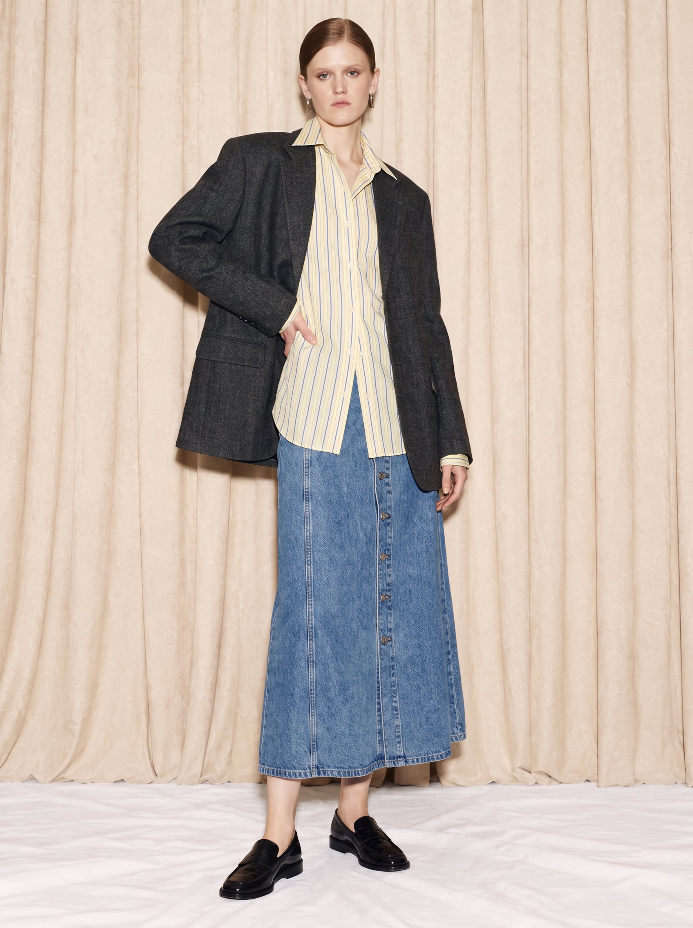 The AY FASHION Show Womenswear - Blazer And Denim Skirt Look by LEVI'S