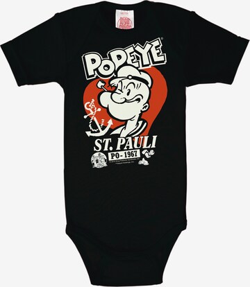 LOGOSHIRT Baby-Body mit Popeye Logo in Schwarz: predná strana