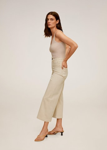 MANGO Wide Leg Jeans 'Carlota' in Beige