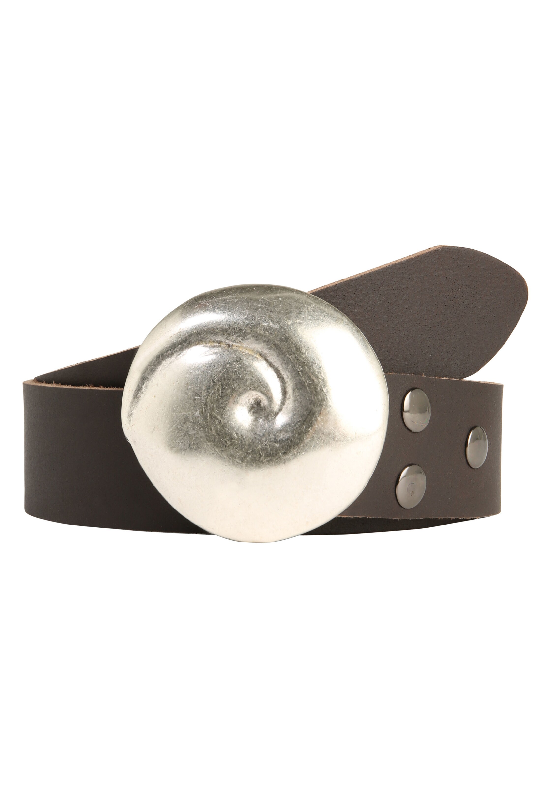 RETTUNGSRING by showroom 019° Ledergürtel 'Muschel' in Braun: Vorderseite
