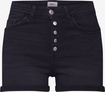 ONLY Jeans 'ONLHUSH HW BUTTON SHORTS BOX' in Zwart: voorkant