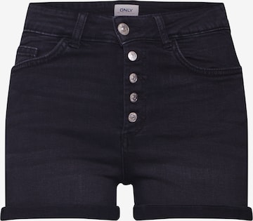 ONLY Jeans 'ONLHUSH HW BUTTON SHORTS BOX' in Zwart: voorkant