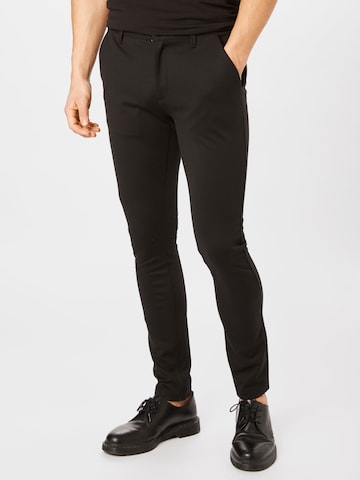 Coupe slim Pantalon chino 'Ponte Roma Plain' Denim Project en noir : devant