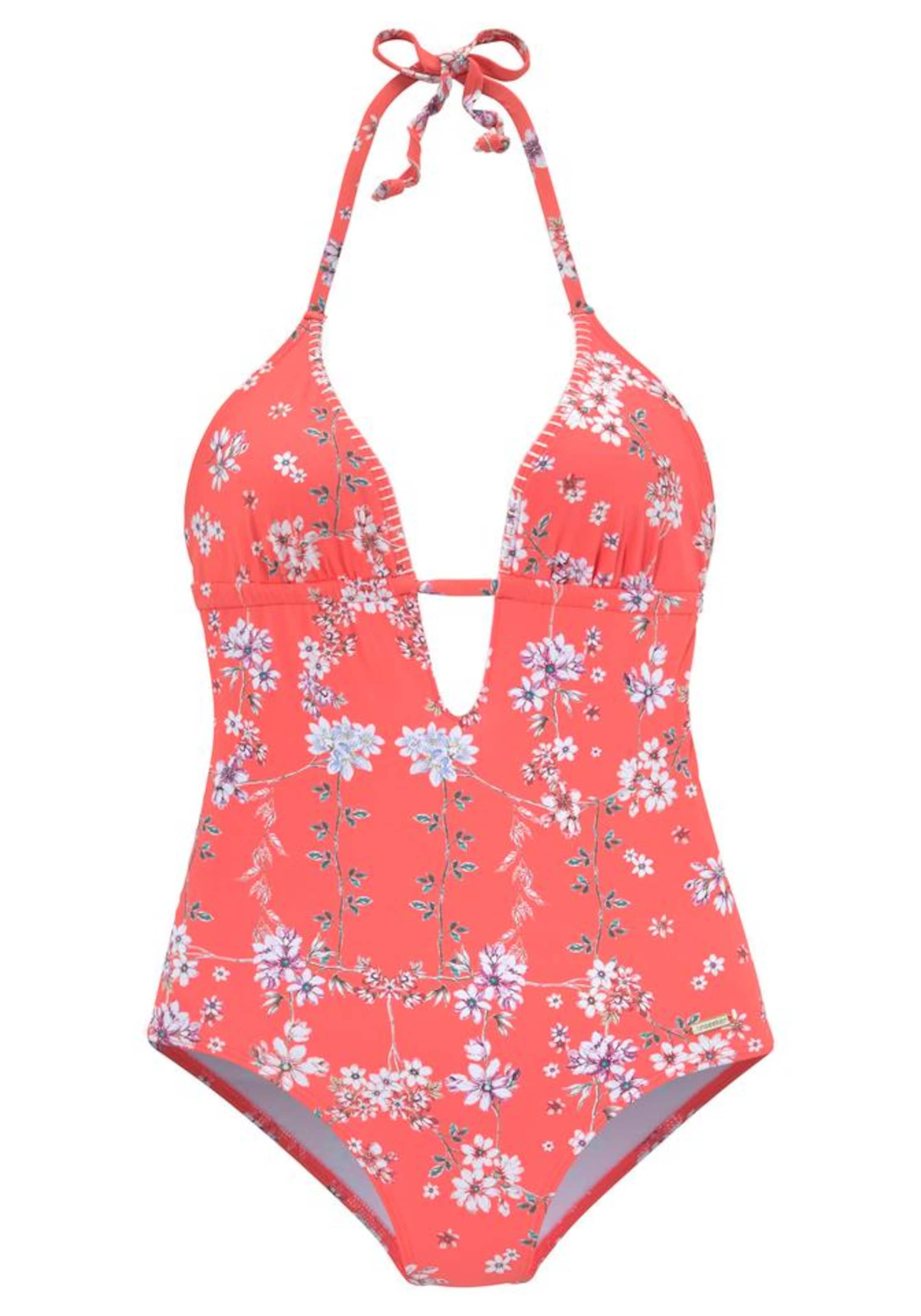 SUNSEEKER Сутиен с триъгълни чашки Бански костюм 'Ditsy' в оранжево: отпред