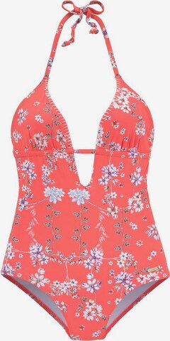 SUNSEEKER Triangle Swimsuit 'Ditsy' in Orange: front