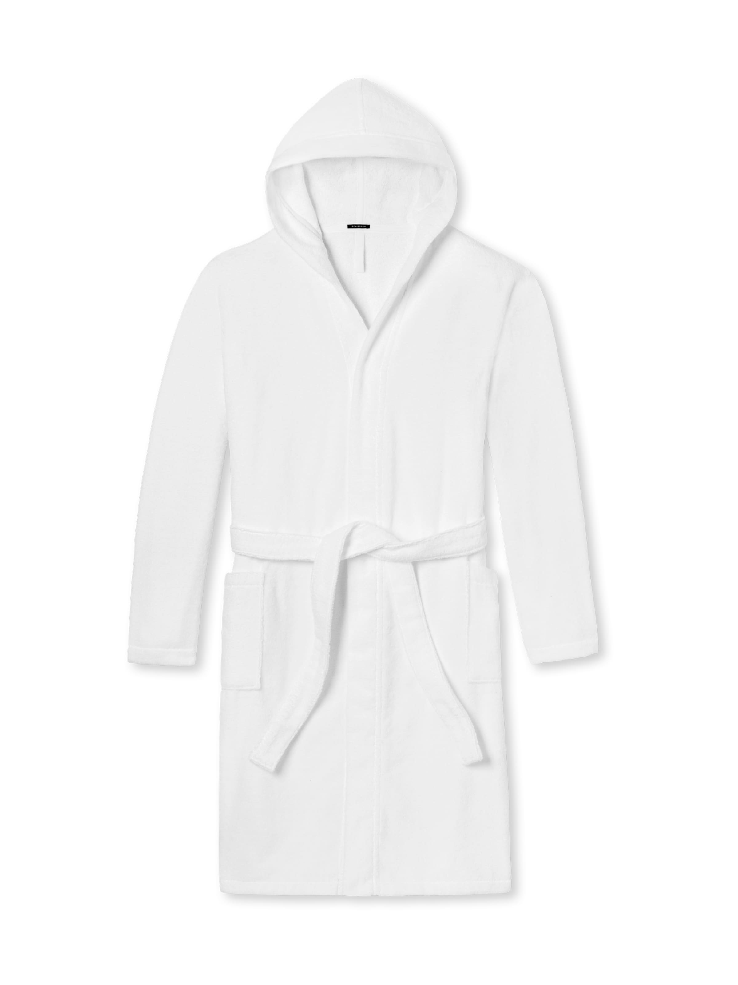 SCHIESSER Badjas lang  ' Essentials ' in Wit: voorkant