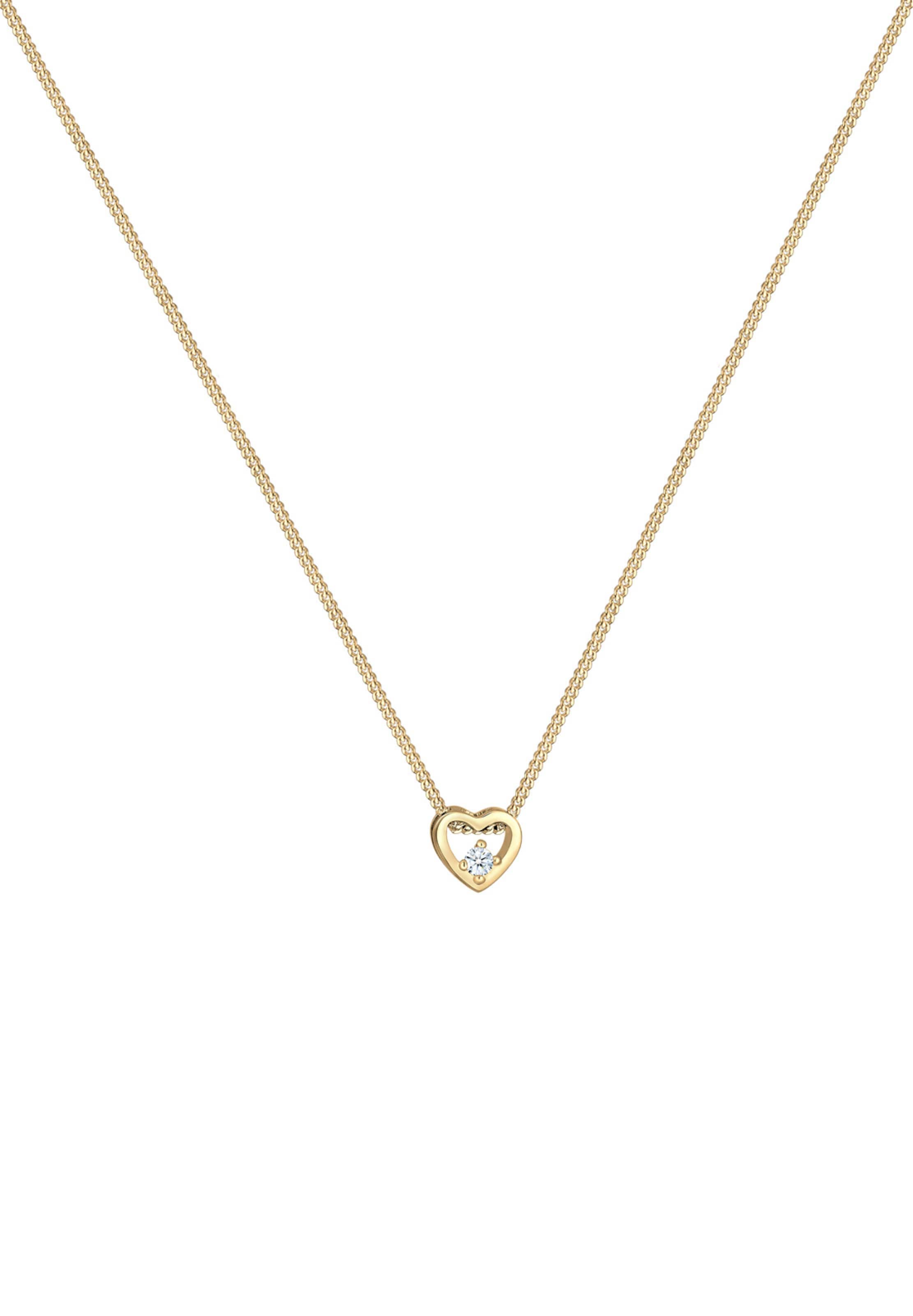 Elli DIAMONDS Ketting 'Herz' in Goud: voorkant
