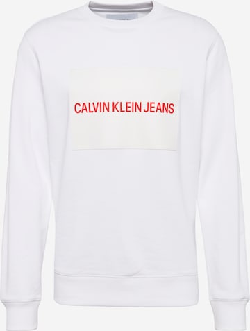 Calvin Klein Jeans Mikina 'Institutional' – bílá: přední strana