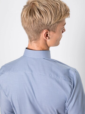 OLYMP Slim fit Business Shirt 'No. 6 Faux' in Blue