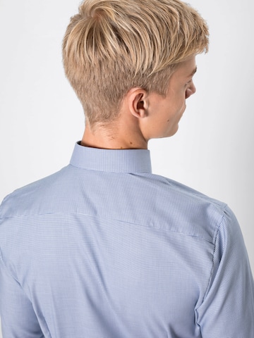 OLYMP Slim fit Zakelijk overhemd 'No. 6 Faux' in Blauw