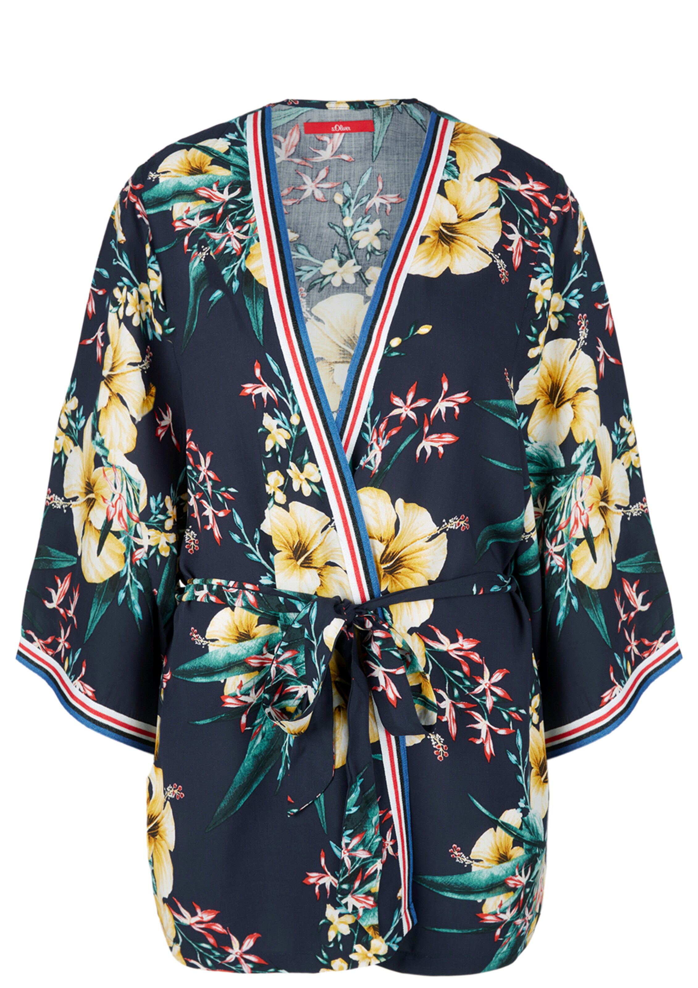 s.Oliver - Leichter Kimono mit floralem Print in ultramarinblau