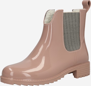 Bottes en caoutchouc Rieker en rose : devant