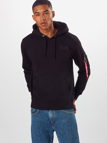 ALPHA INDUSTRIES Regular Fit Collegepaita 'Red Stripe' värissä musta: edessä