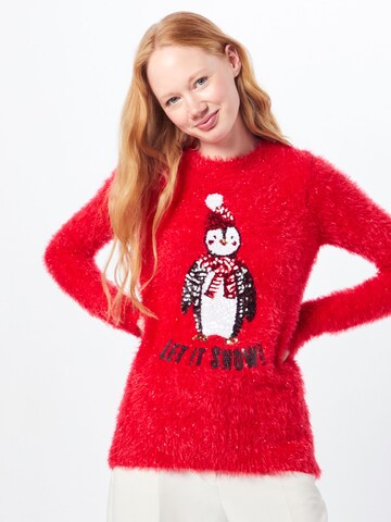 Fashion Union Pullover 'PENGUIN' in Rot: Vorderseite