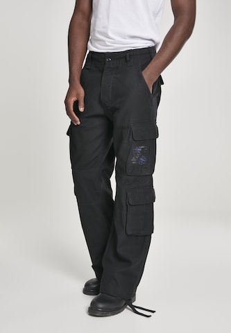 Brandit Tapered Cargo Pants in Black: front