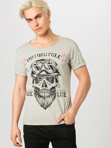 Key Largo Regular Fit T-Shirt 'MT BEARDED BIKDER' in Grau: predná strana