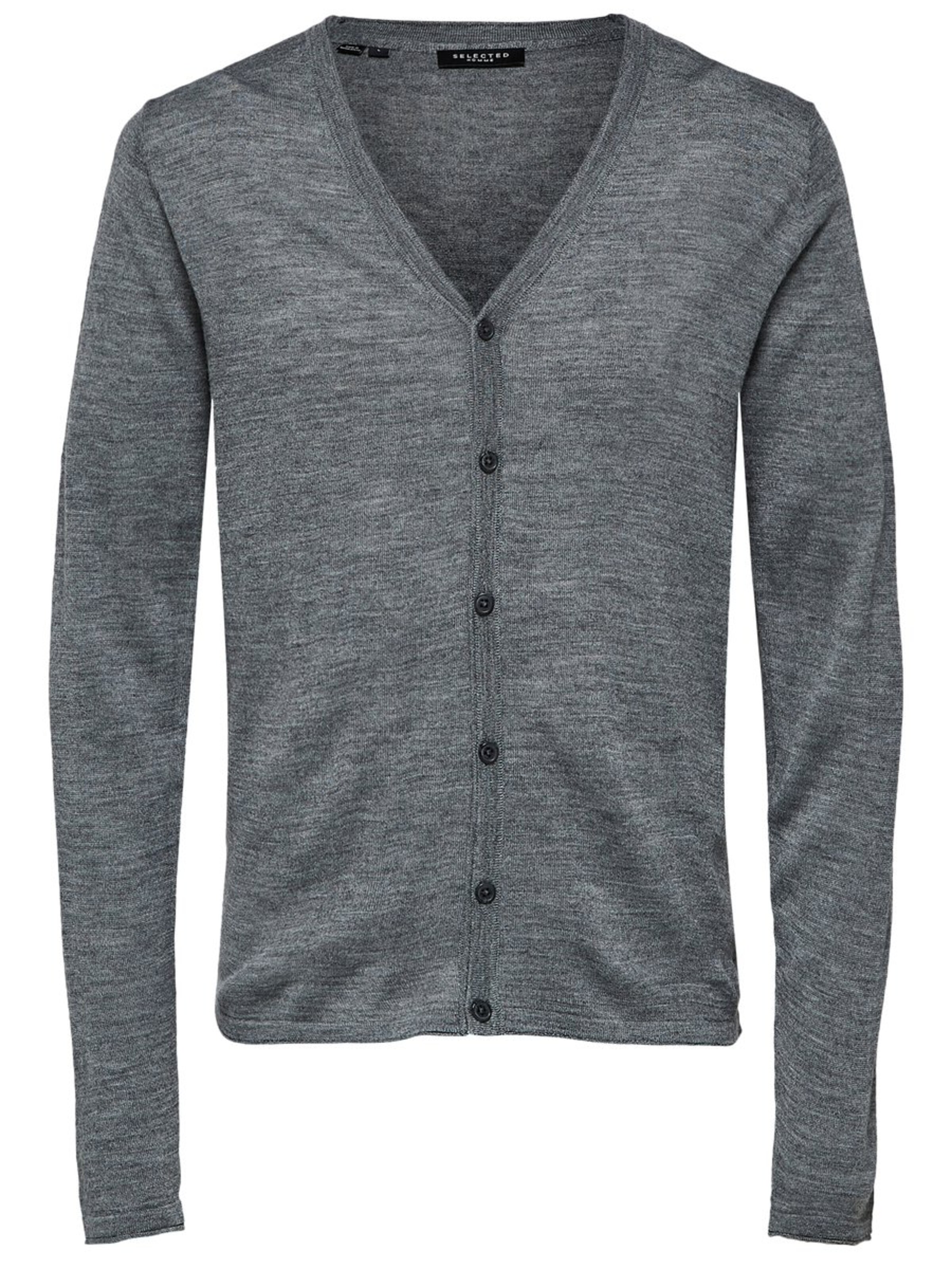 SELECTED HOMME - Gebreid vest in de kleur Grijs gemêleerd