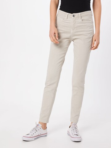 OPUS Skinny Hose 'Satin Stripe' in Beige: predná strana