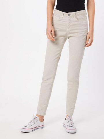 OPUS Skinny Jeans 'Satin Stripe' in Beige: voorkant