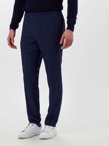 BURTON MENSWEAR LONDON Slim fit Pleated Pants in Blue: front